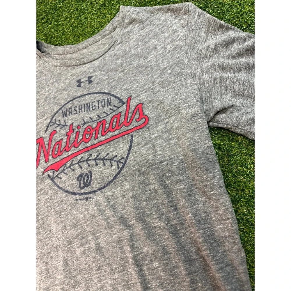 Washington Nationals T Shirt Men L Gray Under Armour Heatgear Baseball MLB Loose